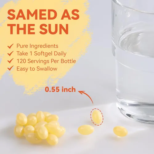 Vista 5 de Cápsulas blandas de suplemento de vitamina D3 K2, vitamina D3 5000 UI y vitamina K2 MK7 200 mcg, soporte para huesos y dientes, fácil de tragar, 120