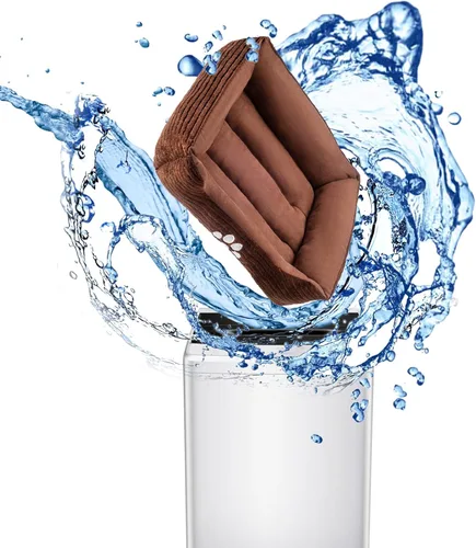 Vista 5 de Happycare Textiles - Cama para perro rectangular larga para mascotas con bordado de huella de perro, tamaño mediano, Coffee