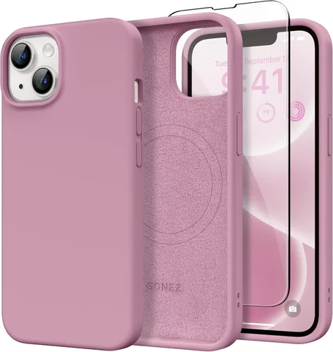 Vista 199 de GONEZ Funda magnética para iPhone 14, compatible con Magsafe, con protector de pantalla + protector de cámara, forro de microfibra antiarañazos
