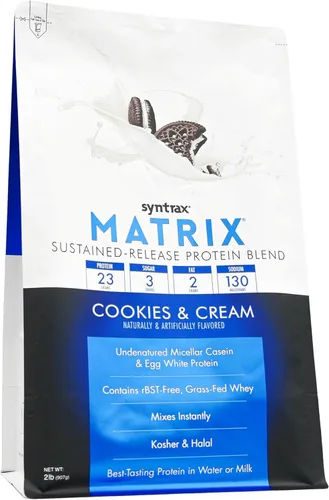 Vista 2 de Syntrax Nutrition Matrix - Mezcla de proteína de liberación sostenida, galletas y crema 2 libras. Verdaderos trozos de galleta