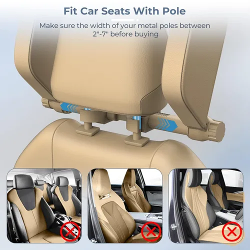 Vista 7 de Yoocaa Almohada para reposacabezas de coche, reposacabezas Road Pal, soporte ajustable para el cuello y la cabeza del asiento del coche, almohada