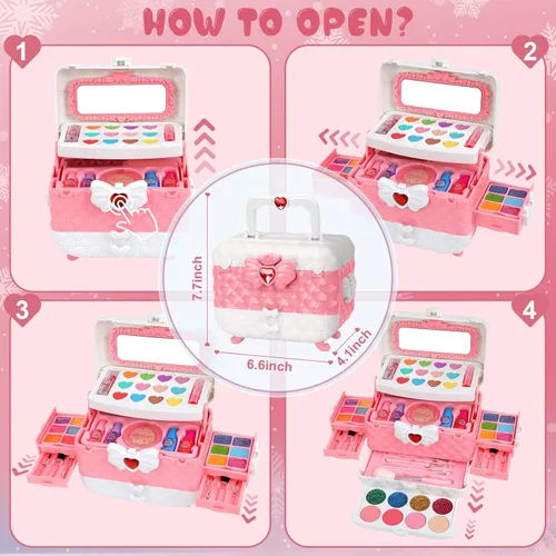 Vista 9 de Kit de Maquillaje Lavable para Niños, Juguetes de Maquillaje para Niñas, Juguetes Teensymic para Niñas, Juguetes de Princesa, Regalo de Cumpleaños