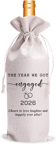 Vista 8 de Wedding Wine Bag for Mr & Mrs 2025 Reusable Champagne Bottle Holder, Anniversary & Bridal Shower Gift, Elegant Keepsake for Couples