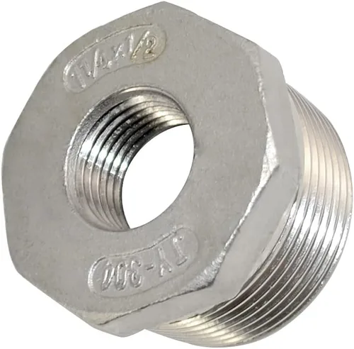 Vista 38 de 1/4" macho NPT a 1/8" hembra NPT hembra reductor/reductor buje de tubería, adaptador, buje hexagonal SS 304 de acero inoxidable