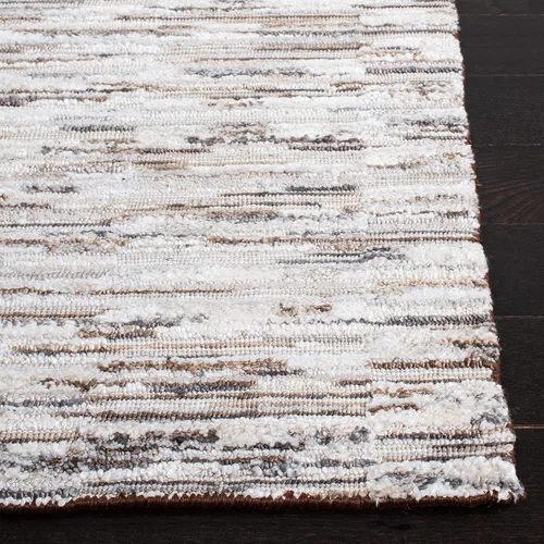 Vista 4 de SAFAVIEH Elements Collection ELM202T - Alfombra moderna de viscosa de 6 x 9 pies, color marrón y gris claro