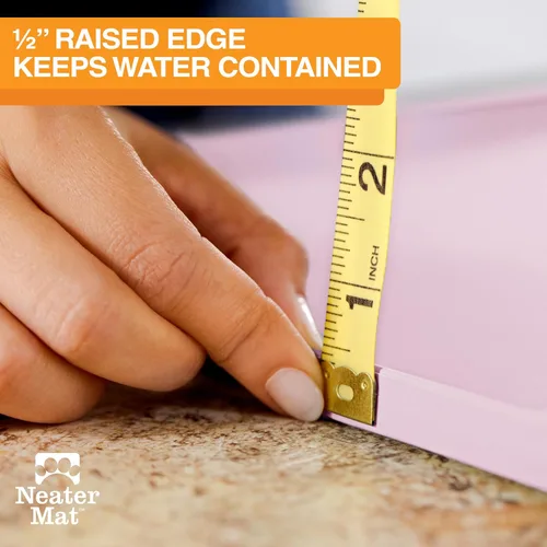 Vista 37 de Neater Pet Brands Neater Mat Tapete de comida para gatos y perros, mantel individual de silicona impermeable y sin BPA con borde elevado para debajo