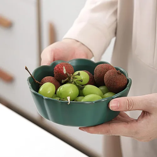 Vista 2 de Fruit Tray Salad Plate Ceramic Fruit Platos Three-Dimensional Small House Plates Tableware Abstract Plates Assiette Dinner Plate (Color White)