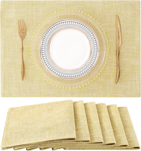 Vista 18 de homing - Juego de 4 manteles individuales de algodón y lino, manteles de tela lavables para mesa de comedor de estilo rústico para interiores y Negro
