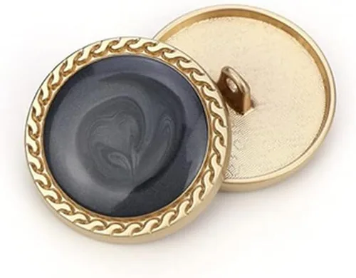 5 botones dorados vintage para mujer, para decoración de ropa, botón de metal para abrigo, accesorios de costura (negro, 0.59 pulgadas)