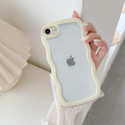 Vista 62 de QLTYPRI Funda compatible con iPhone 7/8/SE, bonita funda transparente con marco ondulado rizado para niñas y mujeres, funda protectora de TPU