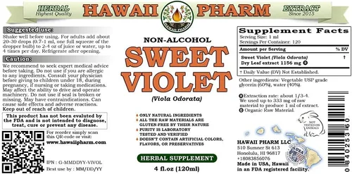 Vista 2 de Extracto líquido sin alcohol de violeta dulce, violeta dulce (Viola Odorata), suplemento herbario natural de glicerita de hojas secas, Hawaii Pharm