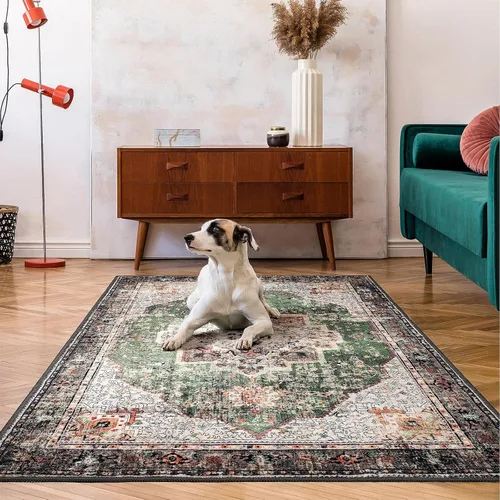 Vista 13 de Alfombras pequeñas de 2x3 pies para entrada, alfombra bohemia verde para baño, pasillo, alfombras de cocina vintage antideslizantes lavables