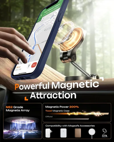 Vista 620 de TOCOL Funda para iPhone 11, compatible con Magsafe, protección completa de cámara, imanes integrados, protección contra caídas, funda translúcida