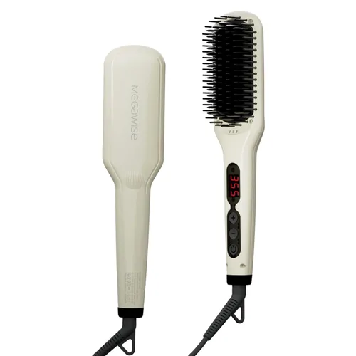 MEGAWISE Pro - Cepillo alisador de pelo iónico de cerámica, doble voltaje universal, cable de alimentación giratorio, tecnología de calentamiento