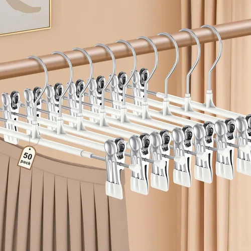Vista 16 de POZEAN Perchas para Pantalones con Clips 20 Unidades, Perchas Ajustables para Faldas de 12 Pulgadas para Mujeres, Perchas Antideslizantes que