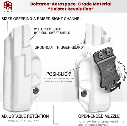Vista 4 de Amberide IWB Kydex Holster for Smith & Wesson Bodyguard 380 Auto, Concealed Carry, No Optic/No Laser, Adjustable Cant, Posi-Click Retention, Made in