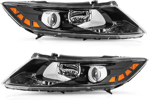 TUSDAR Conjunto de faros delanteros de repuesto para Kia Optima 2011, 2012, 2013, carcasa negra con reflector ámbar, lado del conductor y del