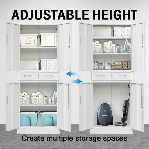 Vista 7 de Metal Storage Cabinet, Garage Storage Cabinet with 2 Locking Drawer and 4 Adjustable Shelves, Tool Cabinet, Lockable File Steel Cabinet for Home
