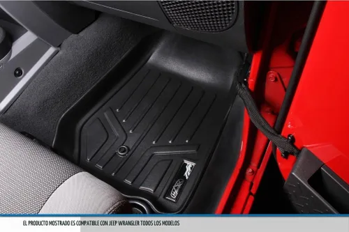 Vista 3 de SMARTLINER Juego de alfombrillas de piso de ajuste personalizado de 2 filas para Jeep Wrangler 2007-2010 Negro