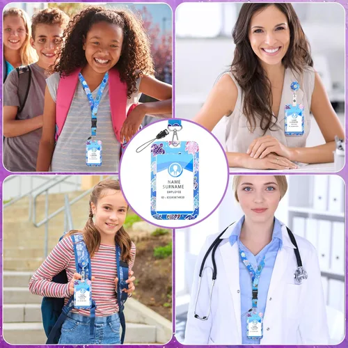 Vista 3 de cobee Sea Turtle ID Badge Holder with Lanyard, Marine Life Theme Retractable Badge Reel Clip and Detachable Lanyards with Card Holder Protector for