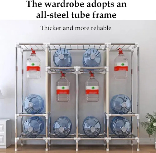 Vista 7 de large closets Portable Wardrobe Closet Thick Metal Frame Closets for Bedroom Cloth Wardrobe Closet for Bedroom Hanging Clothes Closet Space-saving