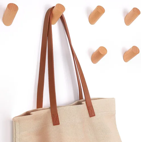 Vista 15 de Felidio Ganchos de pared de madera, paquete de 4 ganchos para colgar abrigos de pared, de madera rústica, resistente, perchero para sombreros