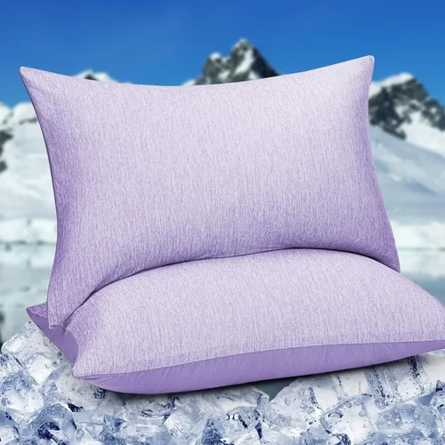 Vista 16 de HOMFINE Fundas de almohada refrescantes de tamaño estándar - Fibra de enfriamiento Q-Max 0.439 de doble cara para protector de almohada, funda