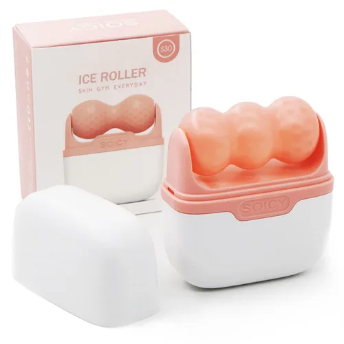Rodillo de hielo para cara y ojos, herramientas para el cuidado de la piel facial con rodillo facial 2 en 1 y estuche de viaje, regalo de cuidado