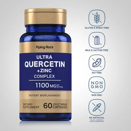 Vista 3 de Piping Rock Quercetina Zinc Complex 1100 mg 60 Cápsulas Flavonoide