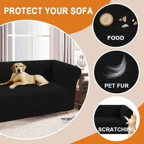Vista 4 de Funda elástica Chesterfield para sofá, funda de tela jacquard para sofá de 3 cojines, protector de muebles antideslizante resistente a mascotas