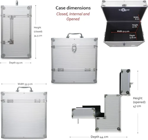 Vista 4 de Estuche de transporte de aluminio para discos de vinilo La solapa frontal plegable proporciona un mejor acceso a tus LP