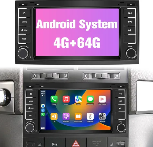 Radio para Touareg: 64G Estéreo de coche doble DIN con Bluetooth AM FM Apple Carplay para VW Touareg 2004-2011, 7 "Pantalla táctil del mercado de