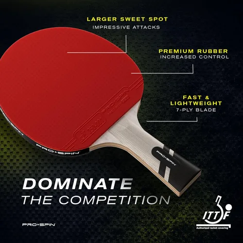 Vista 2 de PRO-SPIN Palas de ping pong - Raquetes de tenis de mesa de nivel profesional con fibra de carbono para un control superior Lámina de 7 capas, goma