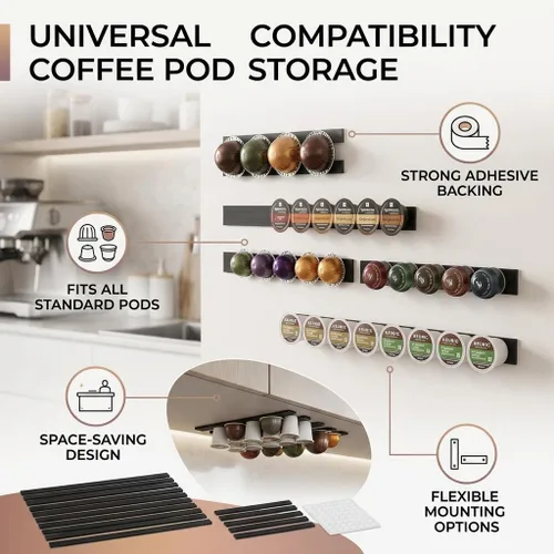 Vista 7 de Yosoo / Almacenamiento de cápsulas de café - Soporte montado en el mostrador, almacena hasta 54/72 cápsulas (negro)