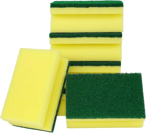 Vista 9 de Esponjas, almohadillas ecológicas antiarañazos, limpiador de platos para limpiar la cocina y la limpieza de platos, 12 esponjas + escurridor