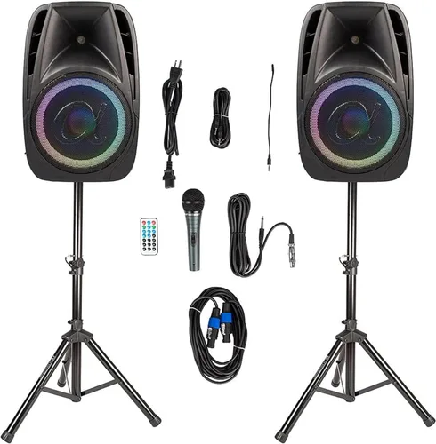 Vista 9 de Par de bocinas Alphasonik todo en uno de 8 pulgadas con potencia de 800W PRO DJ amplificados con Bluetooth