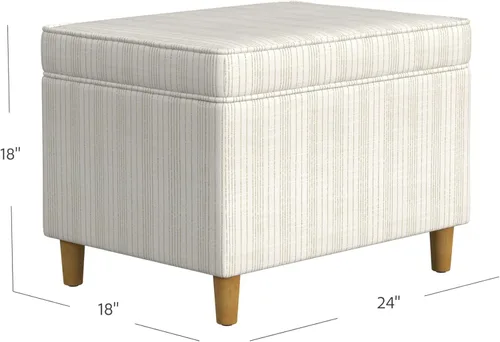 Vista 138 de Spatial Order Decoración del hogar Otomana tapizada mediana rectangular de almacenamiento Otomana con tapa con bisagras con almacenamiento
