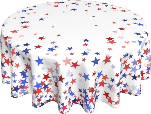Vista 20 de 4th of July Tablecloth 70 Inch Round Patriotic Table Cloth Red Stripes American Flag Tablecloth Independence Day Memorial Day Table Cover for