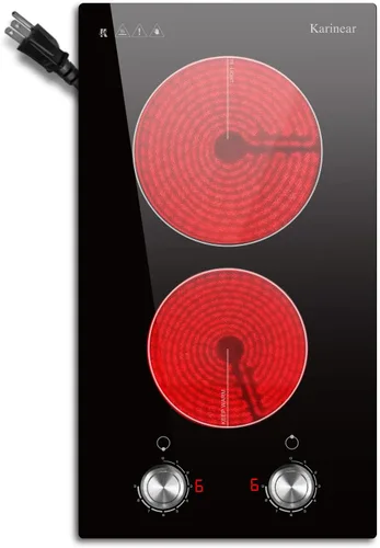 Vista 9 de Karinear Estufa Eléctrica de 110V con 2 Quemadores, Estufa Eléctrica de 12 Pulgadas con Control de Perilla para Encimera y Empotrable, Estufa