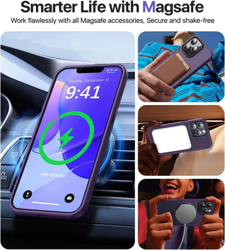 Vista 2 de Funda magnética fuerte diseñada para iPhone 13 Pro, compatible con Magsafe [protección contra caídas de grado militar] Funda protectora a prueba