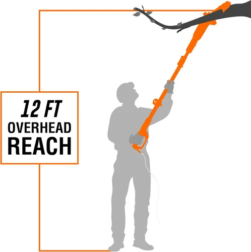 Vista 4 de WEN 4019 Sierra de poste telescópica eléctrica de 8 pulgadas de 6 amperios, eléctrica con cable - Negro y naranja