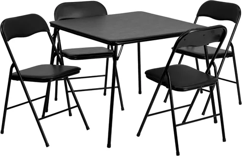 Vista 18 de Flash Furniture Madelyn - Mesa plegable cuadrada de 33.5" multiusos para jugar cartas con tapa de vinilo acolchada, mesa plegable portátil para Negro