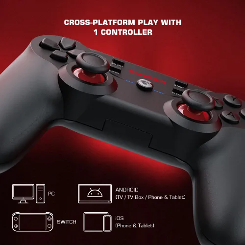 Vista 3 de GameSir T3s Wireless Controller Blue Controller with Turbo Function Dual Shock and 25 Hours Playing Time Support HIDArcadeMFISwitch for