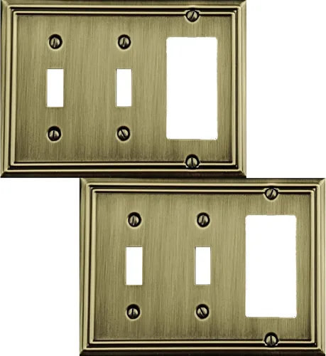 Vista 16 de OKAWYC Cubierta Individual en Blanco para Interruptor de Luz Placa de Pared de Metal Adler, Paquete de 4 Latón Antiguo 1 Gang, Cubierta