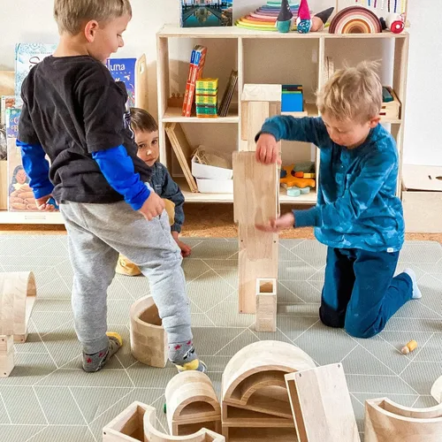 Vista 5 de Xylolin Juego de bloques de madera huecos de gran tamaño para niños, juego de 29 piezas de bloques de madera grandes, bloques de construcción