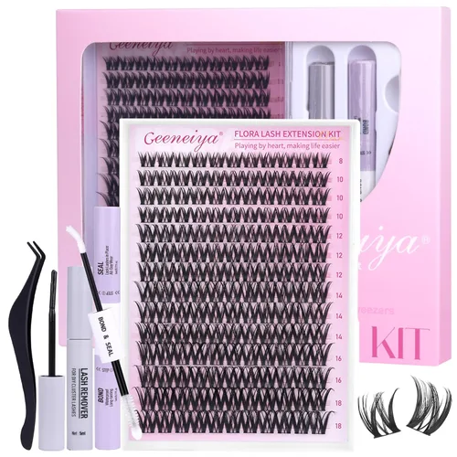 Vista 9 de Geeneiya Kit de Extensión de Pestañas 20D+40D, Racimos de Pestañas Suaves, Kit de Extensiones de Pestañas Naturales con Enlace de Pestañas