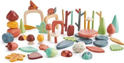 Vista 5 de Tender Leaf Toys My Forest Floor - Bandeja de madera abierta para Tinker con compartimentos extraíbles, juguete Montessori para juegos imaginativos