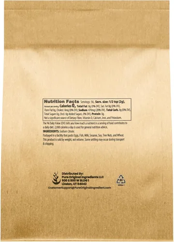 Vista 2 de Pure Original Ingredients Citrato de Sodio (4 oz) Conservante y Emulsionante para Gastronomía Molecular
