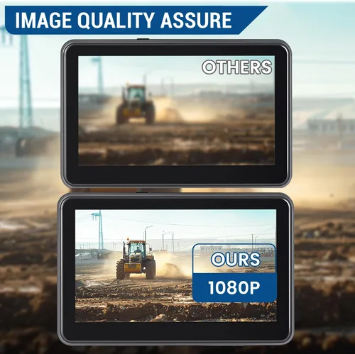 Vista 7 de Sistema de cámara de respaldo con cable HD1080P de 7 pulgadas con monitor de pantalla táctil, 2 cámaras de visión trasera con cable