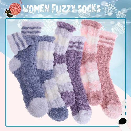 Vista 5 de ANTSANG Womens Fuzzy Socks Slipper Winter Fluffy Comfy Cozy Socks Cabin Warm Home Socks